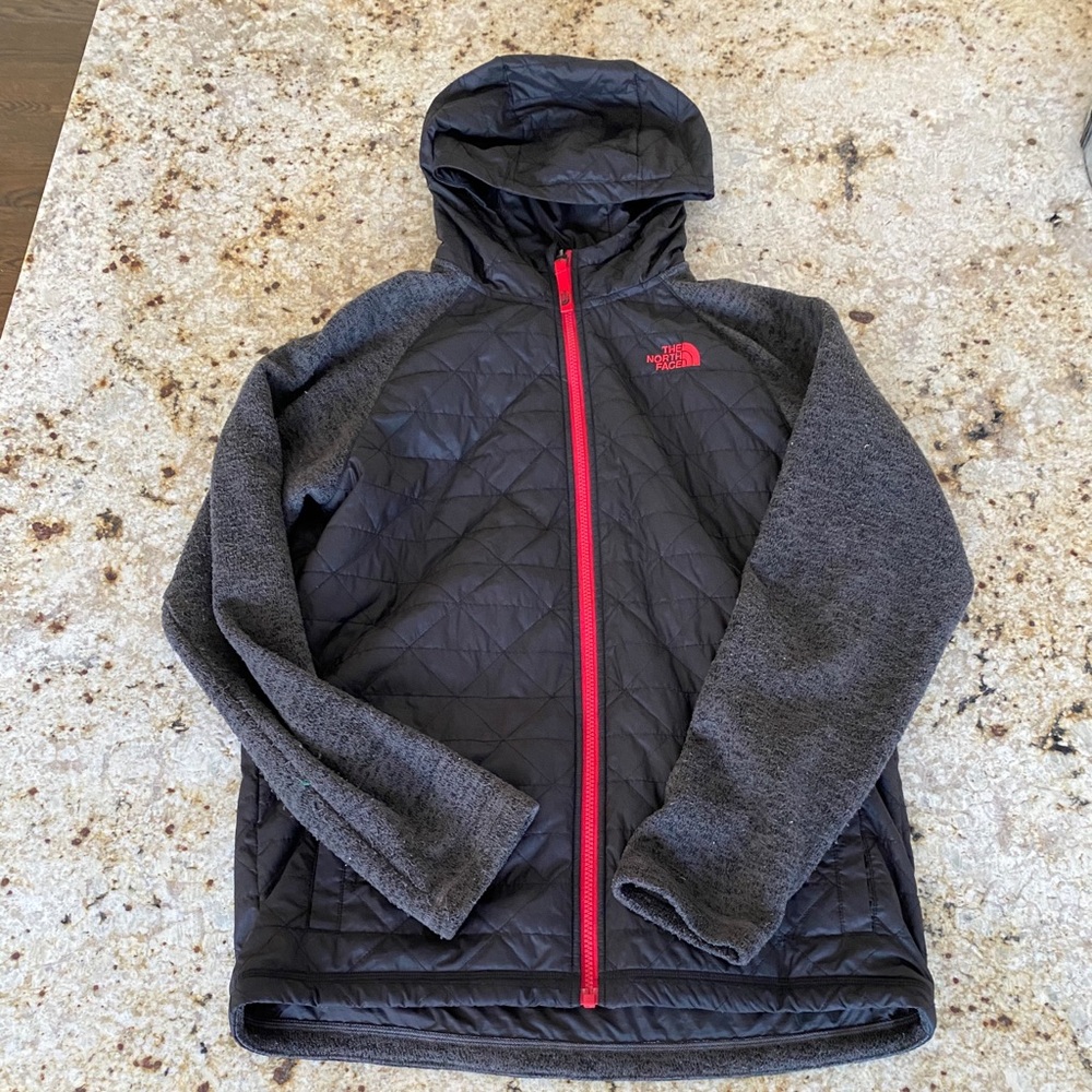 The NorthFace quilted sweater fleece hoodie.